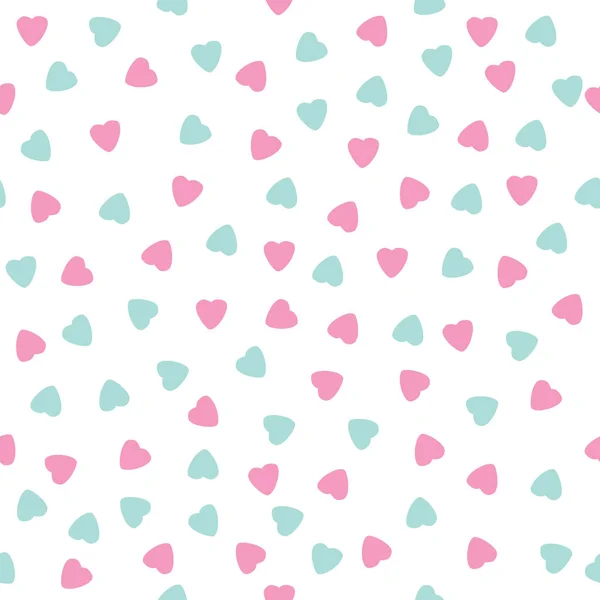 Patrón con corazón azul y rosa sobre fondo blanco — Vector de stock