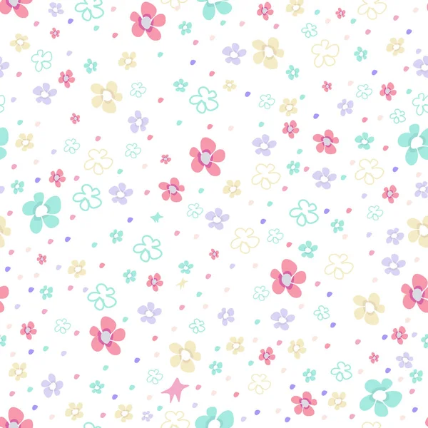 Patrón con flores multicolores en blanco — Vector de stock