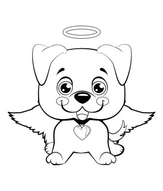 komik köpek köpek medya simgesi gülen illüstrasyon, mutlu köpek melek