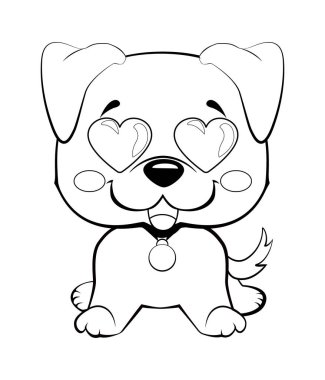 Vektör el çizilmiş karikatür tarzı köpek karakter illüstrasyonlar kümesi. Logo, maskot, çıkartma, emoji, ifade olarak