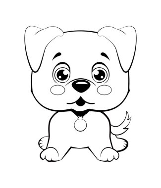 Emoji karakter karikatür köpek utandım, utangaç ve kızarır etiket ifade