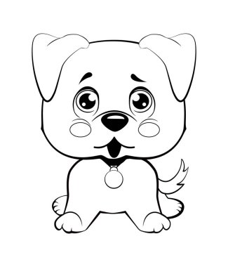 Emoji karakter karikatür köpek utandım, utangaç ve kızarır etiket ifade