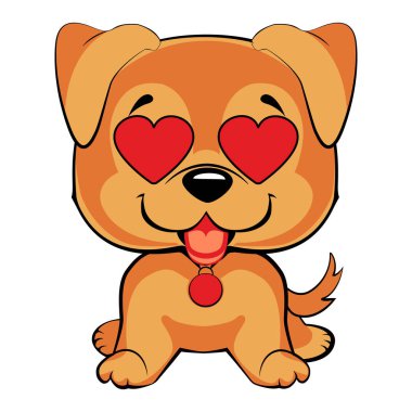 Vektör el çizilmiş karikatür tarzı köpek karakter illüstrasyonlar kümesi. Logo, maskot, çıkartma, emoji, ifade olarak