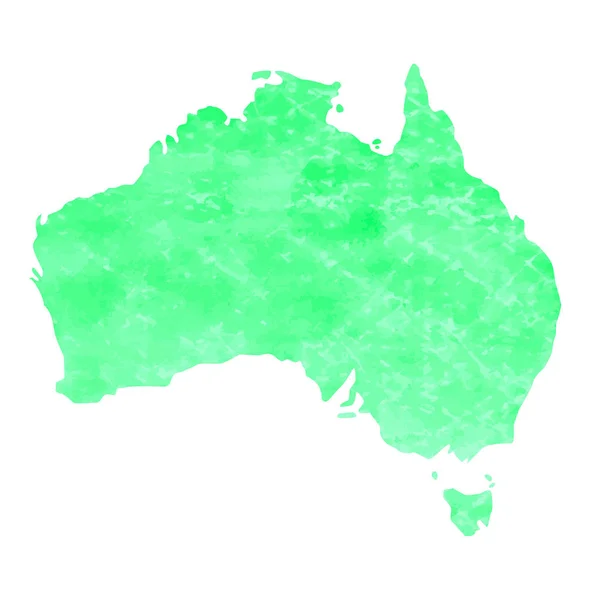 Kaart van Australië met een licht groene verf textuur met donker groene en licht groene vlekken. — Stockvector