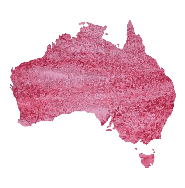 Map of Australia with a pink paint texture with dark pink spots. — Stock Vector