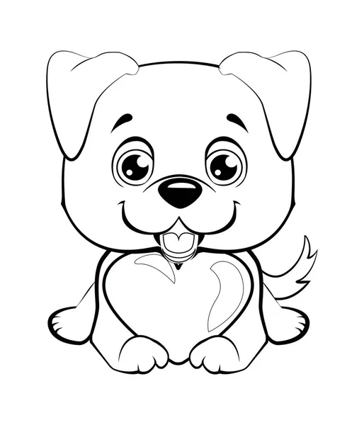 Pequeño, lindo cachorro con corazón. Ilustración vectorial . — Archivo Imágenes Vectoriales