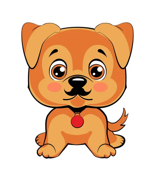 Icône chien chien de race. Le chiot a une moustache incurvée — Image vectorielle