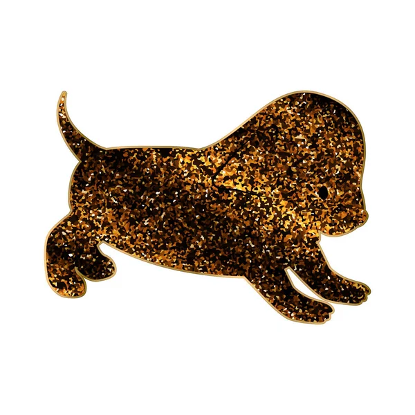 Silhouette d'un chiot en paillettes d'or . — Image vectorielle