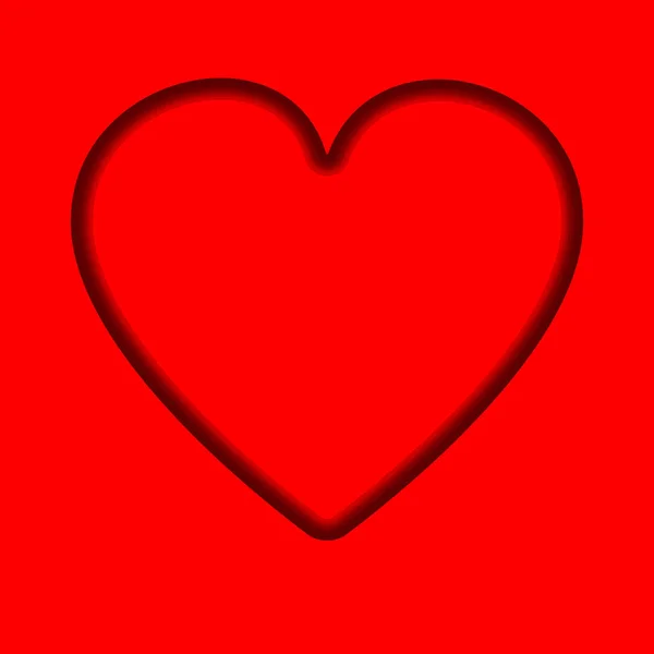 Buraco esculpido na forma de um fundo vermelho coração — Vetor de Stock