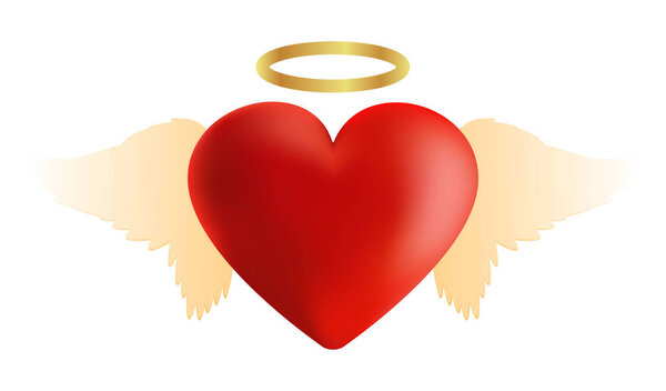 red heart with angel
