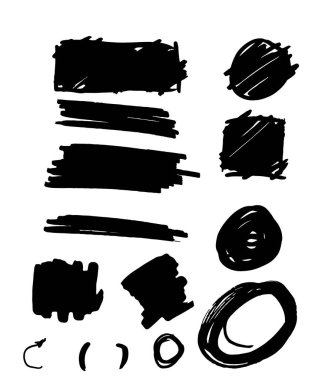 işaretleyicili siyah konturlar kümesi