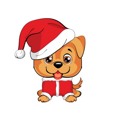 Kırmızı saçlı mutlu köpek beyaz yakalı kırmızı ceketli ve beyaz arka planda beyaz bir pompon ile kırmızı şapkalı.