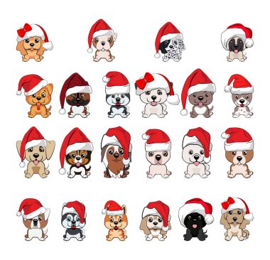 beyaz pompons ile kırmızı kapaklar sevimli yavru seti.