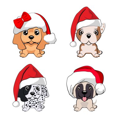 beyaz pompons ile kırmızı kapaklar sevimli yavru seti.