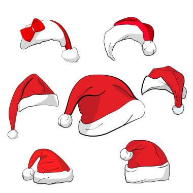 beyaz ponpon ile 7 kırmızı kapaklar seti.