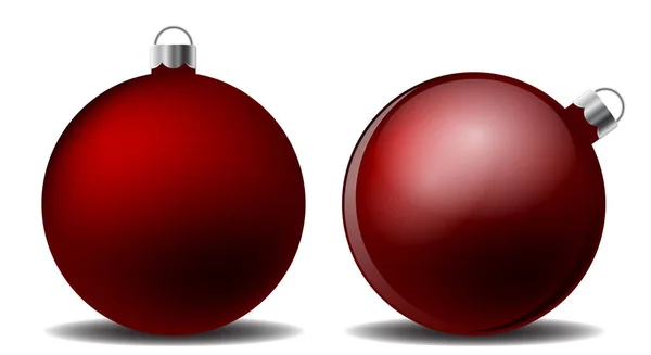 Ensemble de boules de Noël rouges avec ombre — Image vectorielle