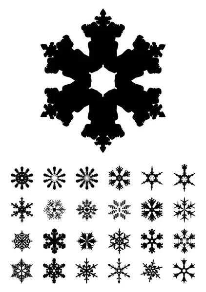 Набор икон снежинки. черные снежинки . — стоковый вектор