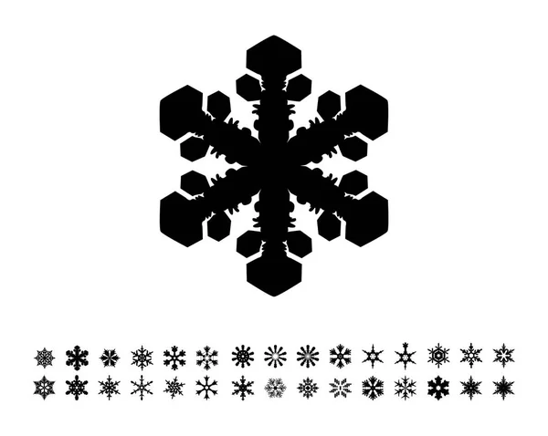 Conjunto de iconos de copo de nieve. copos de nieve negros . — Vector de stock