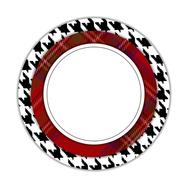Modèle de dents de chien et motif de tartan en cercle. Modèle dans une cellule . — Image vectorielle