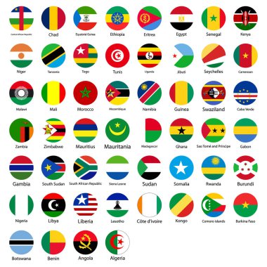 bir daire şeklinde Afrika bayrakları kümesi