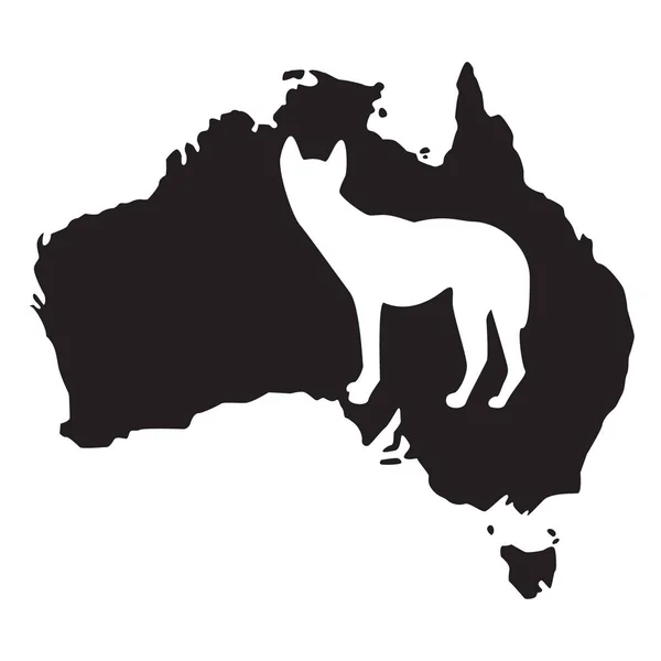 Dingó kutya fehér sziluettje egy ausztrál állat — Stock Vector