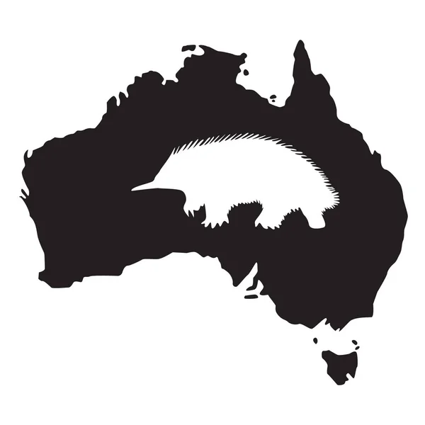 호주 동물의 바늘 두더지 흰색 실루엣 — 스톡 벡터