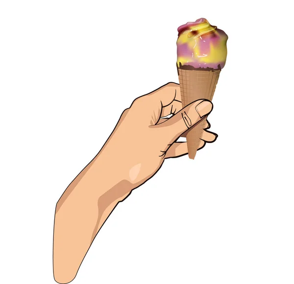 Ice cream in hand — Stock Vector