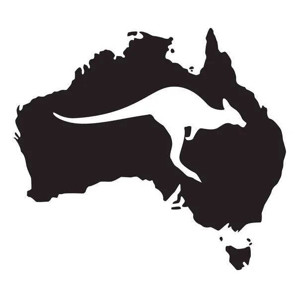 Kangaroo white silhouette of an Australian animal — Stock Vector