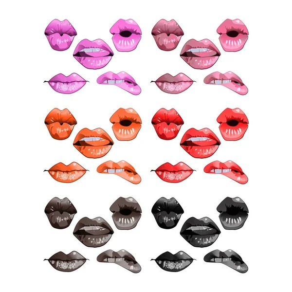 Wanita bibir dan mulut - Stok Vektor