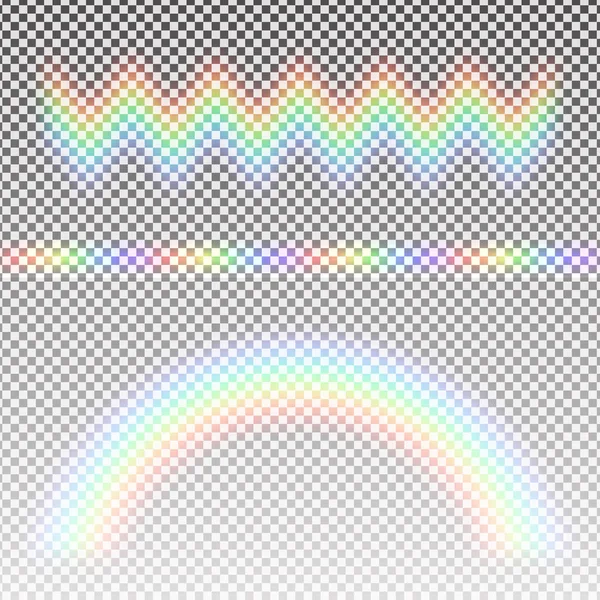 Arco transparente, tira de arco-íris e ziguezagues coloridos do arco-íris em um — Vetor de Stock