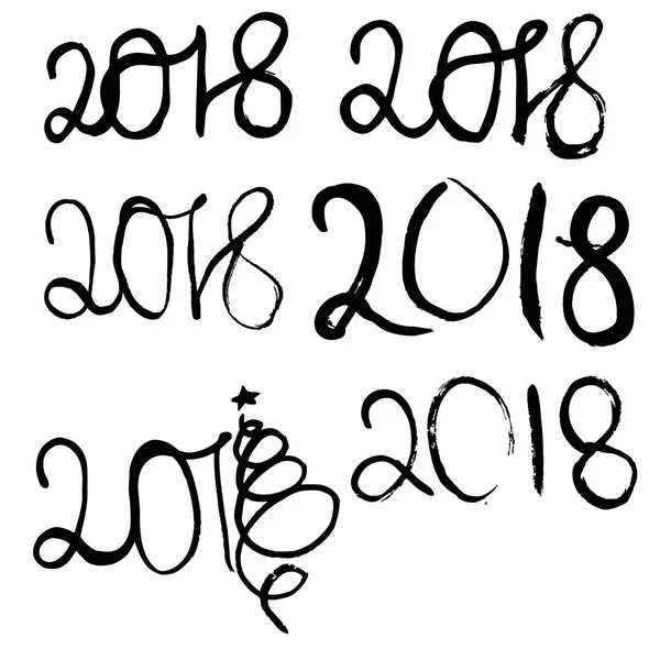 2018年年份的grunge符号集. — 图库矢量图片