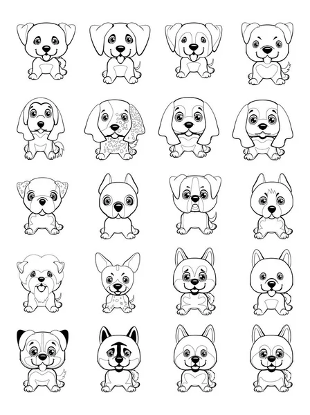Diversi tipi di cani dei cartoni animati . — Vettoriale Stock