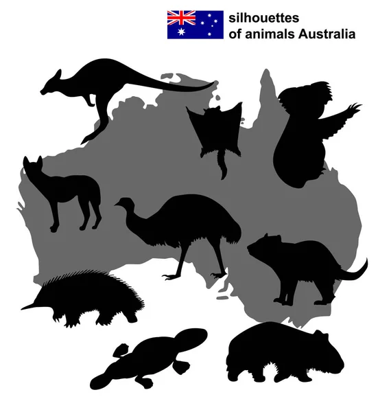 Silhouettes of animals australia — Stock Vector