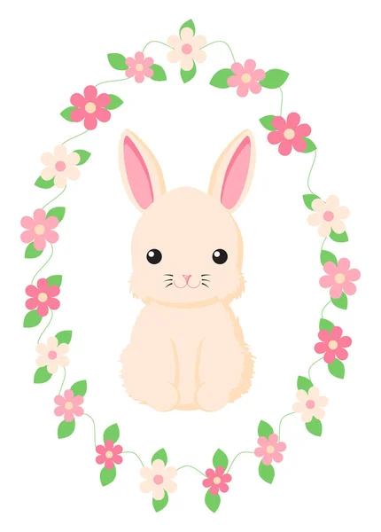 Joyeux lapin de Pâques. Illustration vectorielle pour carte de vœux de Pâques, invitation avec lapin blanc mignon sur fond bleu ciel . — Image vectorielle