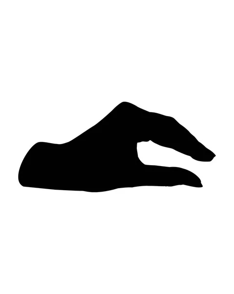 Жест. Небольшой знак. Две женские руки что-то показывают. Векторная иллюстрация в стиле эскиза на белом фоне. Меньше сигналов от рук. Белые линии и темно-серый силуэт . — стоковый вектор