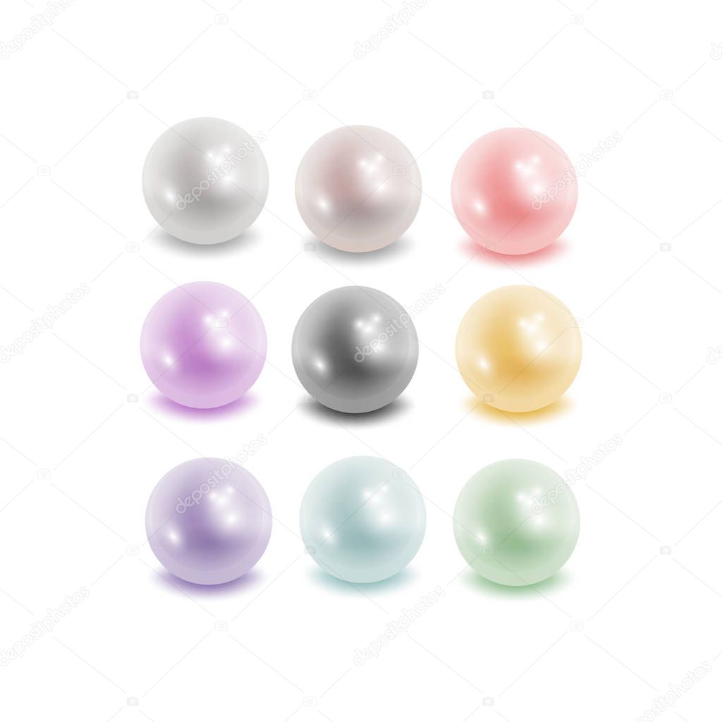 Pearl set isolated on transparent background.