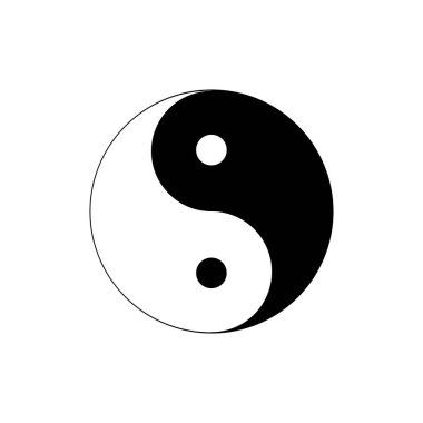 Yin ve Yang silueti uyum ve denge sembolü. Beyaz arka planda yalıtılmış