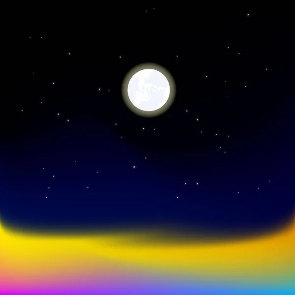 Lune de nuit éclatante horizontale avec étoiles tombantes — Image vectorielle