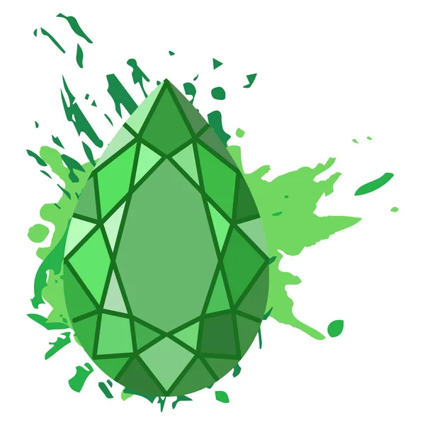 Belle forme di diamanti verdi su sfondo verde acquerello . — Vettoriale Stock