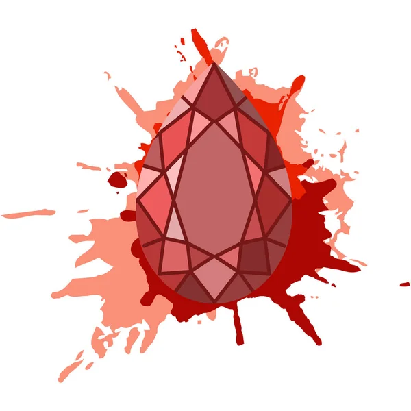 Schöne rote Diamanten Formen auf rotem Aquarell Hintergrund. Schmuckgeschäft Emblem — Stockvektor