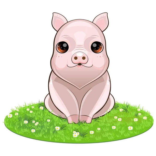 Happy Smiling Little Baby Pig — Stock Vector