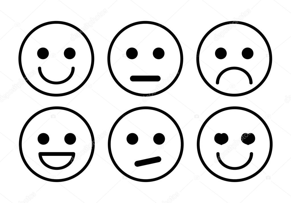 Set of 6 smiley icons.