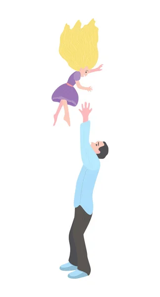 O pai vomita a filha. Um homem com uma menina . —  Vetores de Stock