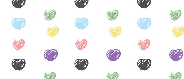 Motif avec des cœurs dessinés à la main multicolore pour la Saint Valentin , — Image vectorielle