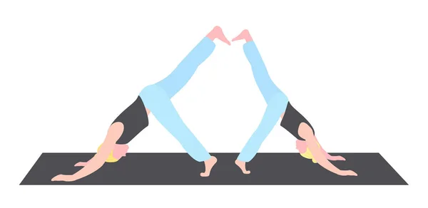 Mutter und Tochter betreiben Fitness, Yoga. — Stockvektor