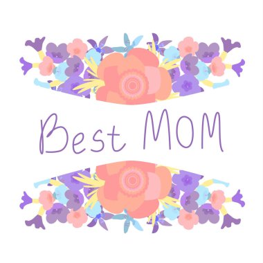 anneler günü tasarım şablonu için çiçek li tebrik kartı.