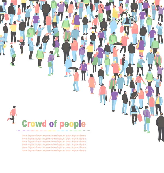 Crowd of walking people vector background. people group — Stock Vector