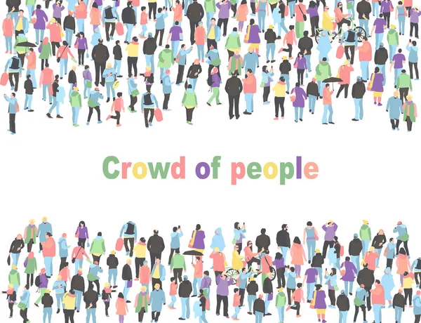 Frame for text with different people. Crowd of people — Stock Vector