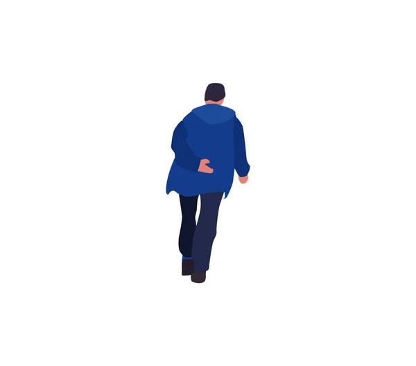 Een man in Demi-Season kleding met zijn hand achter zijn rug komt naar voren — Stockvector