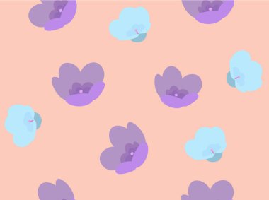 Pembe arka planda çok renkli çiçekler ile desen.